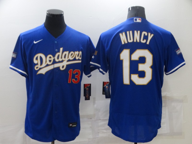 2021 Men Los Angeles Dodgers 13 Muncy blue elite jerseys